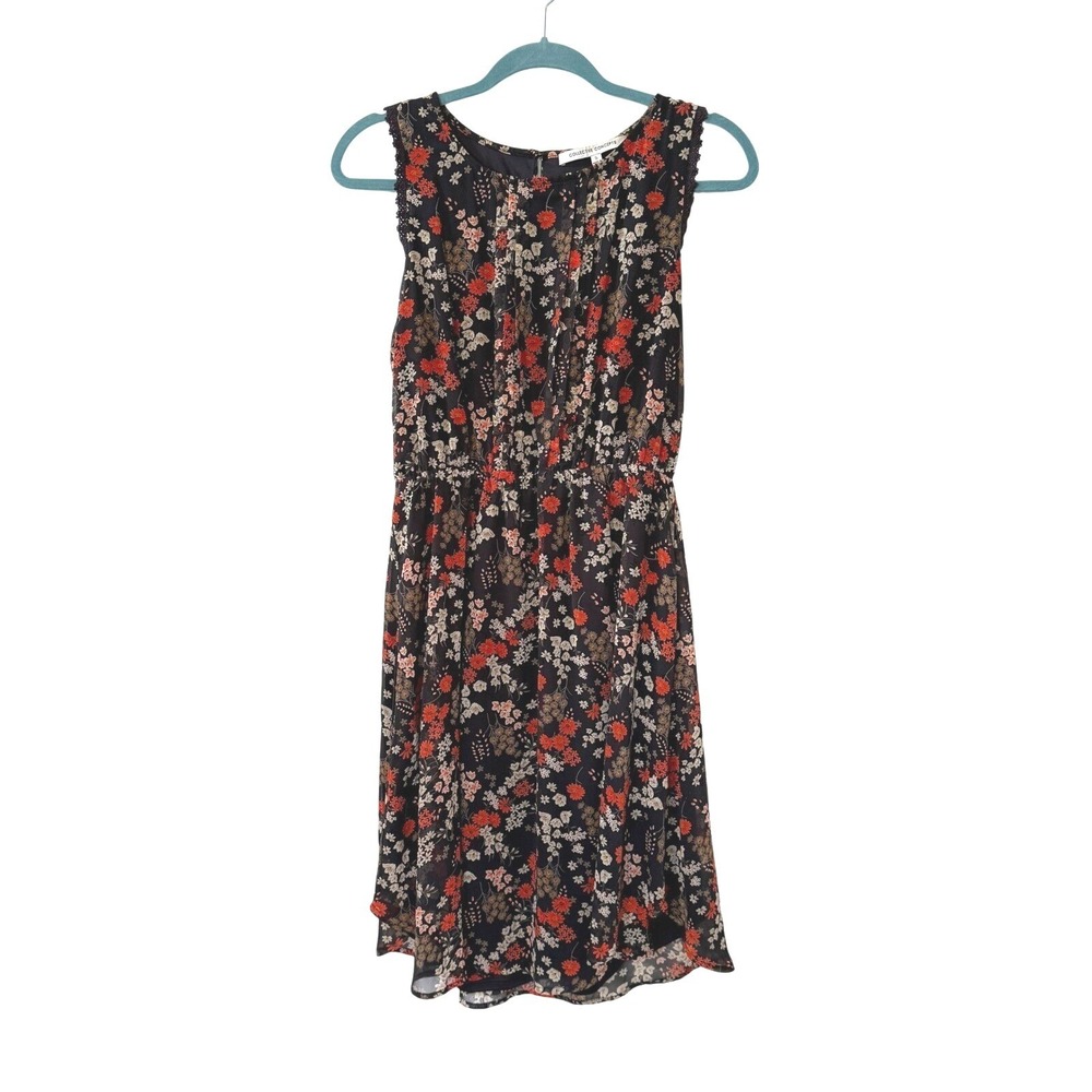 Collective Concepts Floral Dress Women Small Black Orange Sleeveless